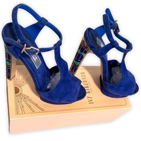 Ivy Kirzhner Cobalt Blue Block Heel 7.5 - Picture 6 of 11